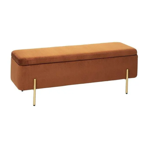 Store RETIF 2 En 1 Banquette Et Coffre En Velours Ambre
