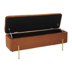Store RETIF 2 En 1 Banquette Et Coffre En Velours Ambre