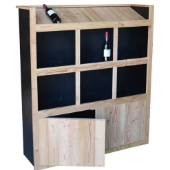Flash Sale RETIF Armoire Vin Basse Noire 6 Casiers + Habillage Bois Massif Clair 120X37X142Cm