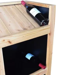 Flash Sale RETIF Armoire Vin Basse Noire 6 Casiers + Habillage Bois Massif Clair 120X37X142Cm