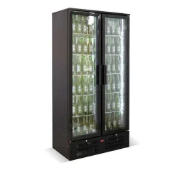 Outlet RETIF Arri Re Bar R Frig R Vertical 2 Portes Vitr Es Battantes Coloris Noir