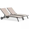 Clearance RETIF Bain De Soleil Aluminium Et Textil Ne Matelass Santa Monica Noir/Taupe - Par 2