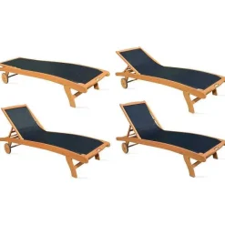 Cheap RETIF Bain De Soleil Aubagne Noir En Bois Oviala 196 X 68,5 X 37 Cm- Par 2