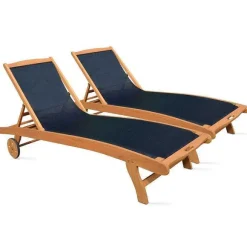 Cheap RETIF Bain De Soleil Aubagne Noir En Bois Oviala 196 X 68,5 X 37 Cm- Par 2