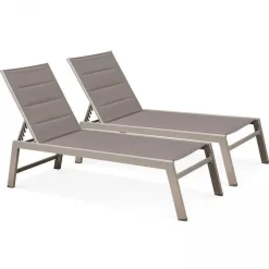 Shop RETIF Bain De Soleil Noum A Taupe Aluminium Textil Ne 169X65X103 Cm- Par 2