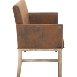 Outlet RETIF Banc Banquette Avec Accoudoir 140Cm Marron Similicuir Daim