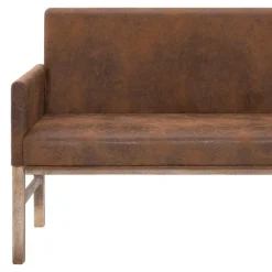 Outlet RETIF Banc Banquette Avec Accoudoir 140Cm Marron Similicuir Daim