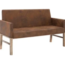 Outlet RETIF Banc Banquette Avec Accoudoir 140Cm Marron Similicuir Daim