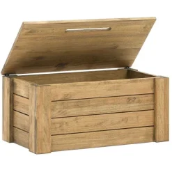 Store RETIF Banc Coffre Rangement Avec Couvercle Eco Pin Rustique Vieilli 40X80X36 Cm