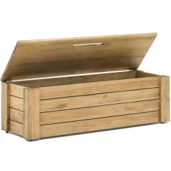 Discount RETIF Banc Coffre Rangement Avec Couvercle Et Roues Eco Pin Vieilli 40X120X37 Cm