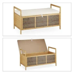 Discount RETIF Banc De Rangement En Bois De Noyer Banquette Assise Coffre De Rangement Meuble