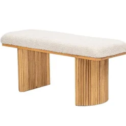 Cheap RETIF Banc Entr E Chambre Scandinave Bois Bouclettes Blanc 100X35X46 (Cm)