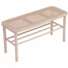 Shop RETIF Banc Entr E Rotin Scandinave En Bois Massif Avec Rangement 90X35X45.5 Cm