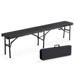 Store RETIF Banc Pliant 3 Pers. Hdpe Noir Rekkem 183X25X43 Cm