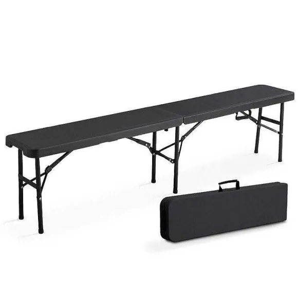 Store RETIF Banc Pliant 3 Pers. Hdpe Noir Rekkem 183X25X43 Cm