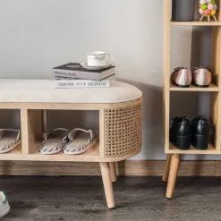 Fashion RETIF Banc Style Boheme En Bois Et Cannage