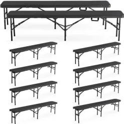 Discount RETIF Bancs Pliants Noir Acier Hdpe 180X30X45 Cm- Par 10