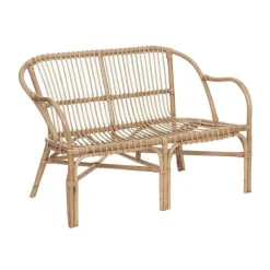 Best Sale RETIF Banquette 2 Places En Rotin Et Coton Blanc L 110Xh 77Cm