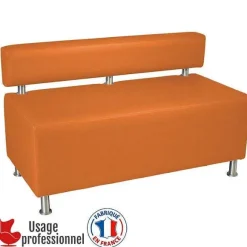 Sale RETIF Banquette Design - Capucine Orange Brique - Dossier Rapport - Pieds Alu Bross