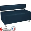 Fashion RETIF Banquette Design - Capucine Bleu Marine - Dossier Rapport - Pieds Alu Bross