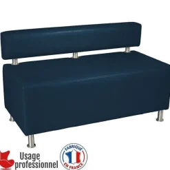 Fashion RETIF Banquette Design - Capucine Bleu Marine - Dossier Rapport - Pieds Alu Bross
