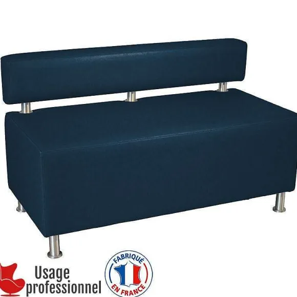 Fashion RETIF Banquette Design - Capucine Bleu Marine - Dossier Rapport - Pieds Alu Bross