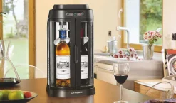 Best RETIF Bar Vin 2 Bouteilles Noir/Silver Avec Conservation De Bouteille H47,8 Cm