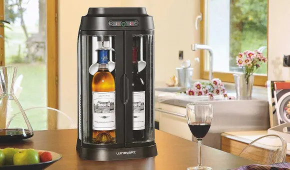 Best RETIF Bar Vin 2 Bouteilles Noir/Silver Avec Conservation De Bouteille H47,8 Cm