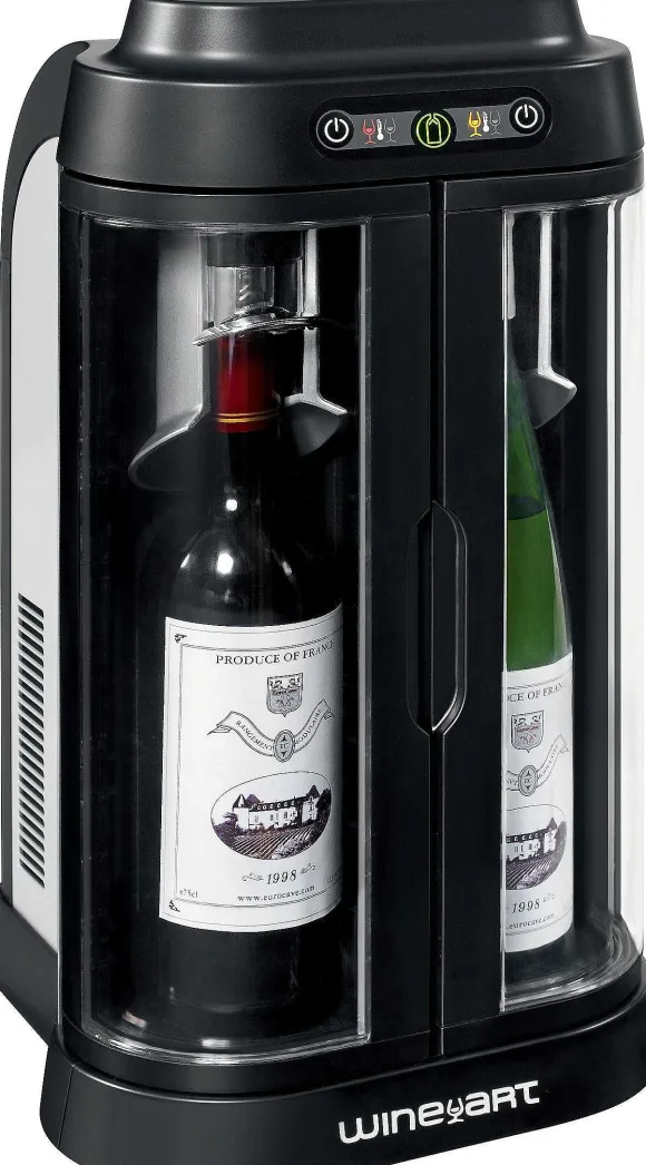 Best RETIF Bar Vin 2 Bouteilles Noir/Silver Avec Conservation De Bouteille H47,8 Cm