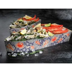 Fashion RETIF Barque Plateau Fruits De Mer Bois Imprim 57X23.5X9.2Cm - Par 10