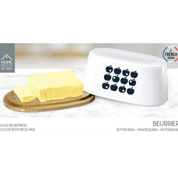 Cheap RETIF Beurrier En Porcelaine Plateau En Bambou R Tro