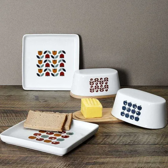 Cheap RETIF Beurrier En Porcelaine Plateau En Bambou R Tro
