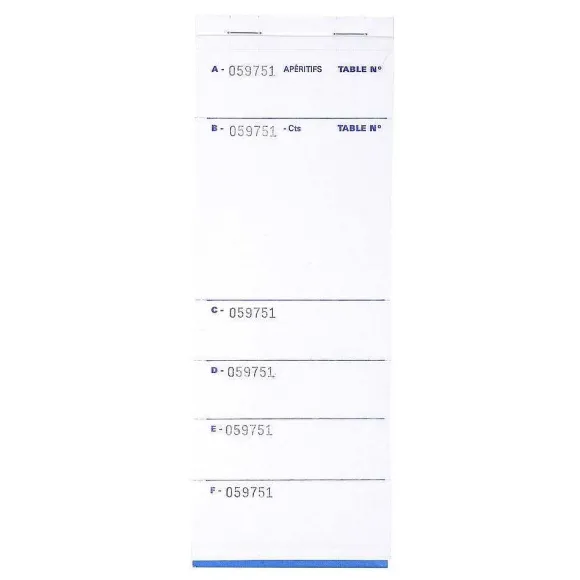 Store RETIF Bloc Brasserie 50 Feuillets Autocopiants Num Rot S En Dupli 9 ,6X26Cmx50