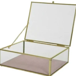 Cheap RETIF Boite Bijoux Verre Et Laiton Fond En Velours Rose Pastel