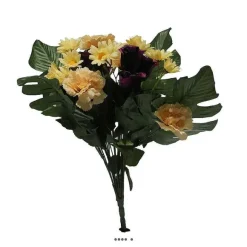 Online RETIF Bouquet De Fleurs Artificielles Roses Oeillets Et Marguerites H43Cm Pourpre