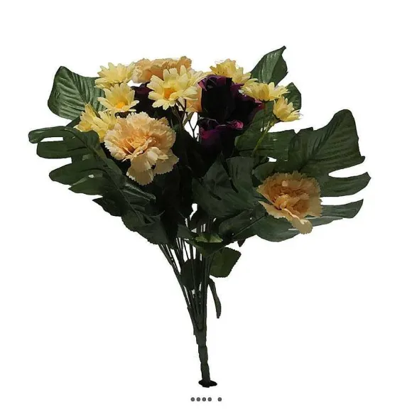 Online RETIF Bouquet De Fleurs Artificielles Roses Oeillets Et Marguerites H43Cm Pourpre
