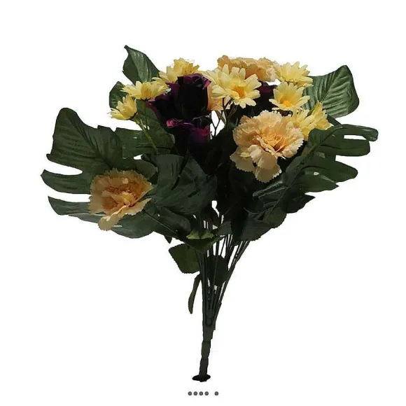 Online RETIF Bouquet De Fleurs Artificielles Roses Oeillets Et Marguerites H43Cm Pourpre