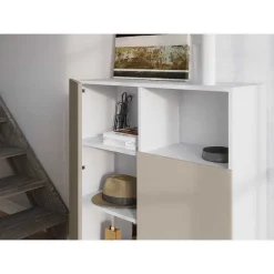 Store RETIF Buffet M Lamine Blanc-Taupe Printed 110X90X34Cm