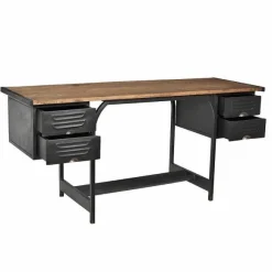 Shop RETIF Bureau Industriel Noir Et Cir Avec 4 Tiroirs L166 X P55 X H75