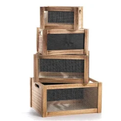 Outlet RETIF Cagettes Bois Ardoise Et Grille 40 + 35 + 30 + 25 Cm