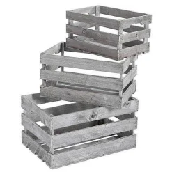 Best RETIF Caisse En Bois Brut Gris 45X30X23 + 39X26X20 + 32.5X22X17.5Cm - Par 3