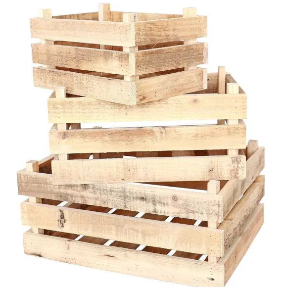 Discount RETIF Caisses En Bois Brut L14Xp26.5Xh18Cm + L16Xp33Xh23Cm + L17Xp39Xh30Cm - Par 3