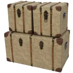 Best Sale RETIF Caisses En Similicuir Couleur Sable 66X36X36 + 28X28X30 (X2)Cm