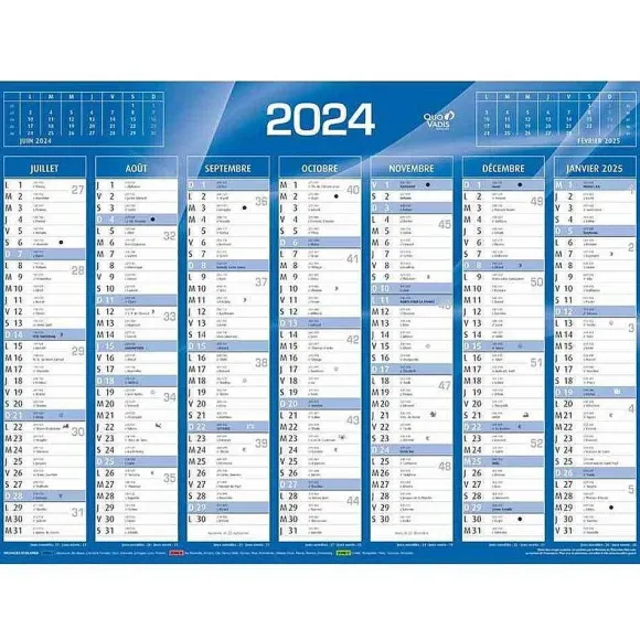 Outlet RETIF Calendrier De Banque 2024 2 Faces Bleu