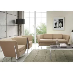 Cheap RETIF Canap 3 Places Olympe Coloris Beige Simili Cuir