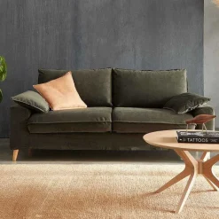 Shop RETIF Canap Convertible En Velours 3 Places Vert Kaki