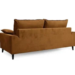 Store RETIF Canap Convertible En Velours 3 Places Noisette