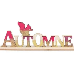 Clearance RETIF Centre De Table "Automne" Bois Et Rouge L32Xp5Xh13Cm