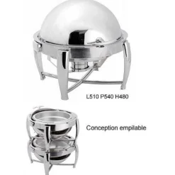 Sale RETIF Chafing Dish Rond Empilable Couvercle Rabattable En Finition Miroir Poli