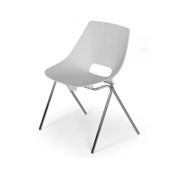 Clearance RETIF Chaise Coque En Plastique Structure Acier Chrome Pitalito Blanche